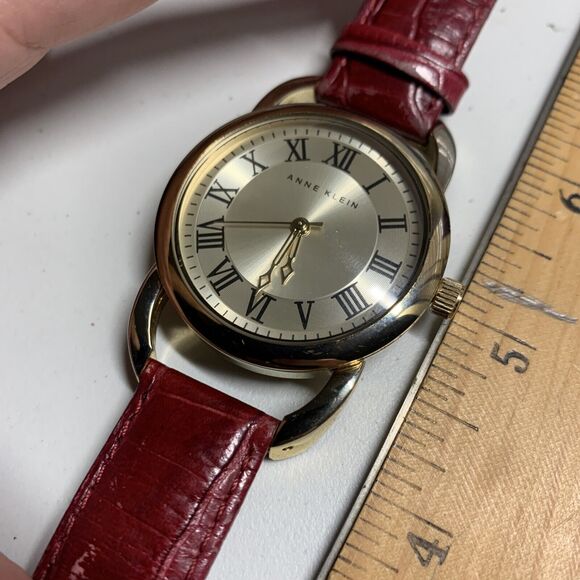 Anne Klein AK1178 Women\'s 37 mm Red Leather Band Gold Tone Stainless Steel Case main image 8